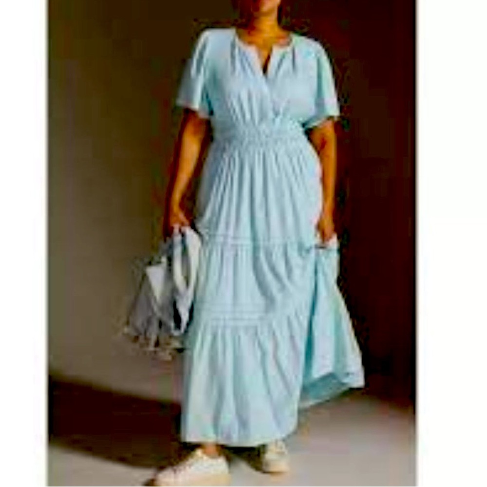 Anthropologie Somerset Maxi linen in color sky